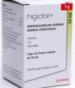 Higlobin 5 gr solucion inyectable - Inmonuglobulina humana normal